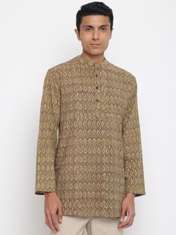 Fabindia - Brown Cotton Printed Short Kurta