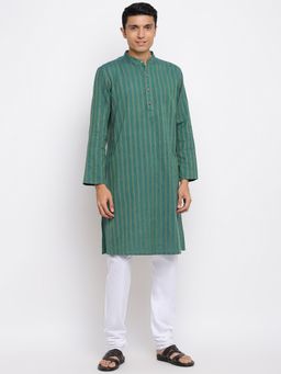 Fabindia - Green Cotton Dobby Long Kurta