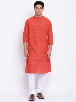 Fabindia - Red Cotton Woven Long Kurta