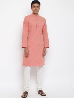 Fabindia - Pink Cotton Slim Fit Long Kurta