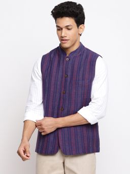 Fabindia - Blue Cotton Striped Jacket