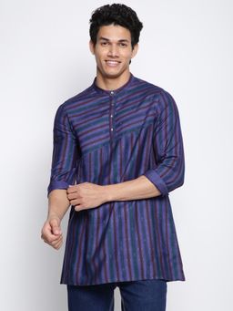 Fabindia - FabBasics Purple Viscose Silk Slim Fit Printed Short Kurta