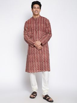 Fabindia - Brown Cotton Hand Block Printed Long Kurta