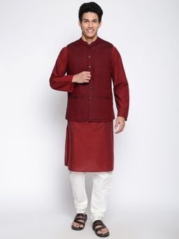 Fabindia - Maroon Cotton Woven 2pc (Set of 2)