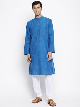 Fabindia - Blue Cotton Dobby Long Kurta