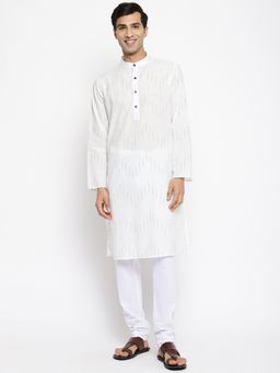 Fabindia - White Cotton Dobby Long Kurta