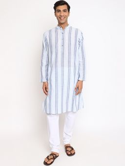 Fabindia - Blue Cotton Dobby Long Kurta