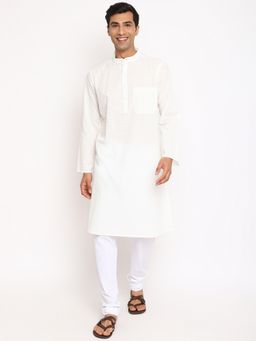 Fabindia - White Cotton Hand Block Printed Long Kurta