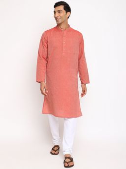 Fabindia - Red Cotton Dobby Long Kurta