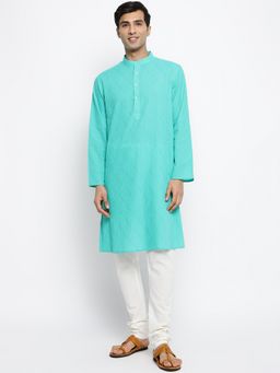 Fabindia - Green Cotton Pintucks Long Kurta