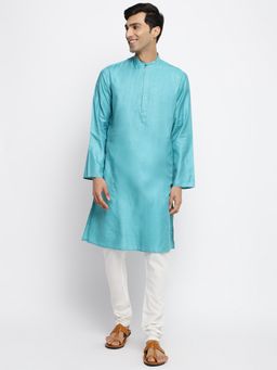 Fabindia - Blue Silk Woven Long Kurta