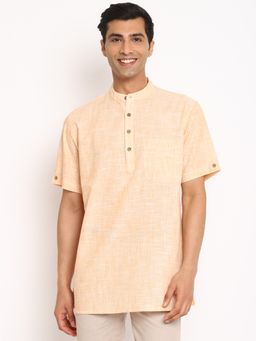 Fabindia - Orange Cotton Woven Short Kurta
