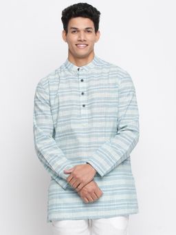 Fabindia - Blue Cotton Striped Short Kurta