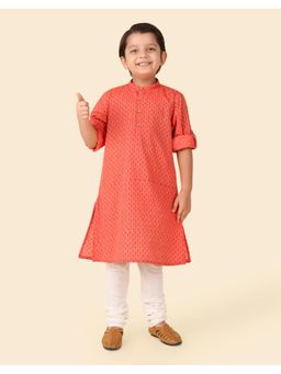 Fabindia - Pink Cotton Hand Block Printed Long Kurta