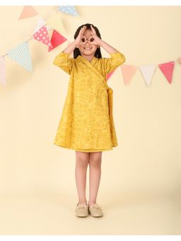 Fabindia - Mustard Cotton Printed Dress