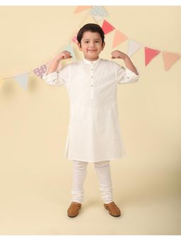 Fabindia - White Cotton Hand Block Printed Long Kurta