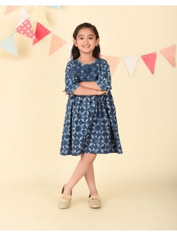 Fabindia - Indigo Cotton Dabu Printed Dress