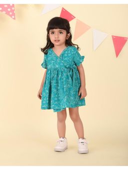 Fabindia - Teal Cotton Printed Dress