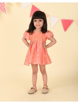 Fabindia - Pink Cotton Silk Bandhani Printed Dress