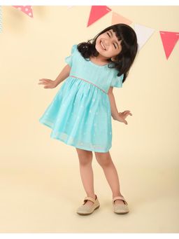 Fabindia - Light Blue Cotton Silk Bandhani Printed Dress