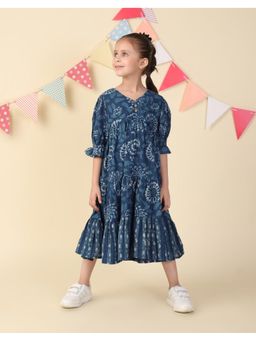 Fabindia - Indigo Cotton Dabu Printed Dress