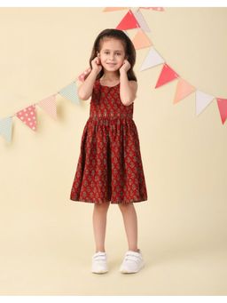 Fabindia - Red Cotton Ajrakh Printed Dress