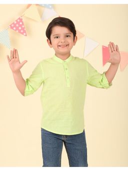 Fabindia - Green Cotton Chikankari Short Kurta