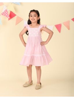 Fabindia - Pink Cotton Embroidered Dress