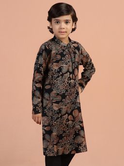 KISAH - Boys Black Printed Kurta