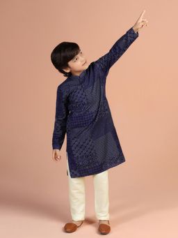 KISAH - Boys Blue Printed Kurta & Pyjama