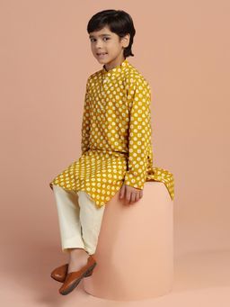 KISAH - Boys Yellow Printed Kurta & Pyjama
