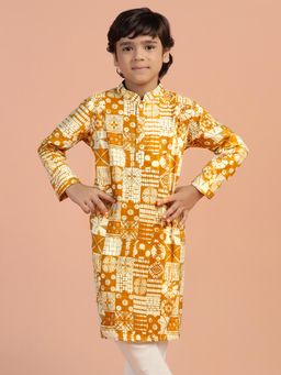 KISAH - Boys Yellow Printed Kurta
