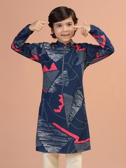 KISAH - Boys Blue Digital Printed Kurta