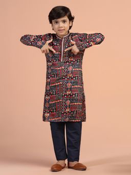 KISAH - Boys Multicolour Printed Kurta & Pyjama