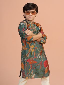 KISAH - Boys Green Printed Kurta