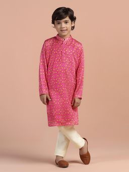 KISAH - Boys Pink Digital Print Kurta & Pyjama