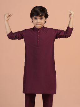 KISAH - Boys Wine Solid Kurta