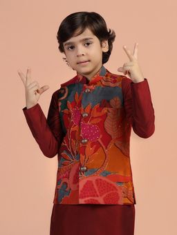 KISAH - Boys Multicolour Printed Nehru jacket
