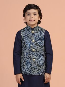 KISAH - Boys Blue Printed Nehru jacket