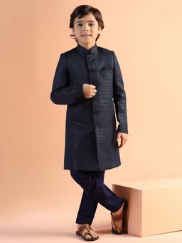 KISAH - Boys Blue Embroidered Sherwani & Pyjama