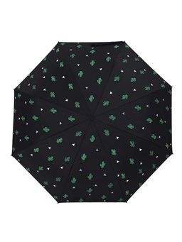 House of Quirk - Black Cactus Travel Umbrella Auto Open Close Mini Umbrella with Carrying Pouch