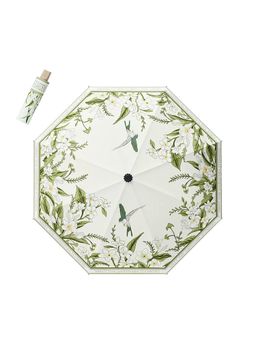 House of Quirk - White Flower Travel Umbrella Auto Open Close Mini Umbrella with Carrying Pouch