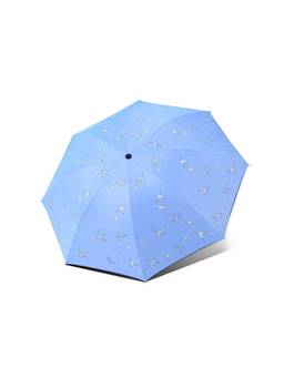 House of Quirk - Blue Cloud Travel Umbrella Auto Open Close Mini Umbrella with Carrying Pouch