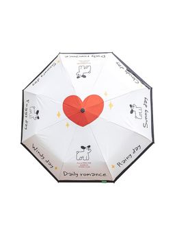 House of Quirk - Center Heart Travel Umbrella Auto Open Close Mini Umbrella with Carrying Pouch