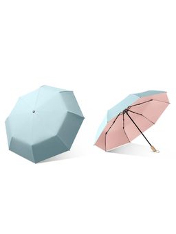 House of Quirk - Blue Travel Umbrella Auto Open Close Mini Umbrella with Carrying Pouch