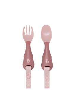 Bibado - Pink Plastic Solid Spoon and Fork
