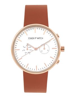 Joker and Witch - Joker & Witch Miami White Dial Tan Faux Leather Strap Analog Mens Watch