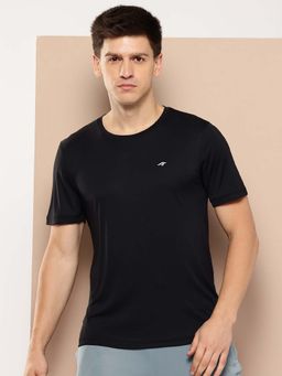 Alcis - Black Mens Solid Sports T-Shirt