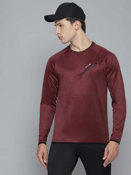 Alcis - Maroon Mens Solid Sports T-Shirt