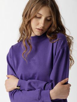 RAREISM - Violet Solid Plain Sweatshirts